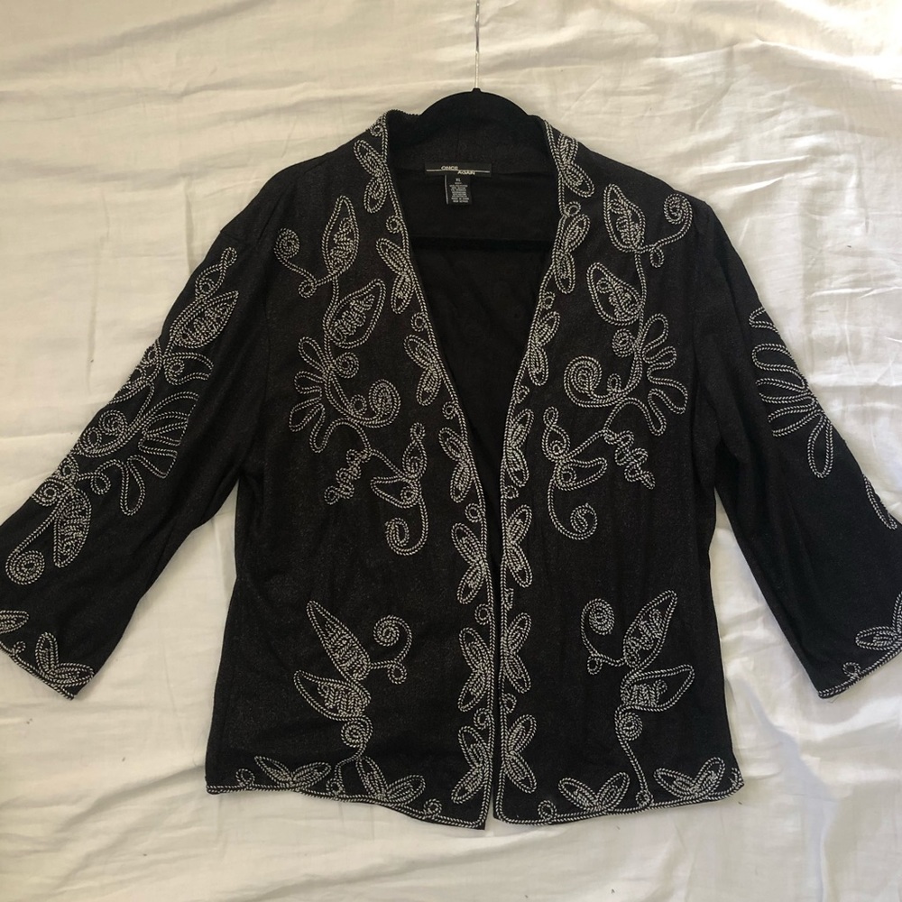 Embroidered Open Front Tunic